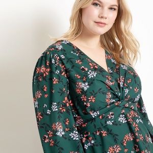 ELOQUII NWT Sz 20 Twist Front Peplum Blouse Floral